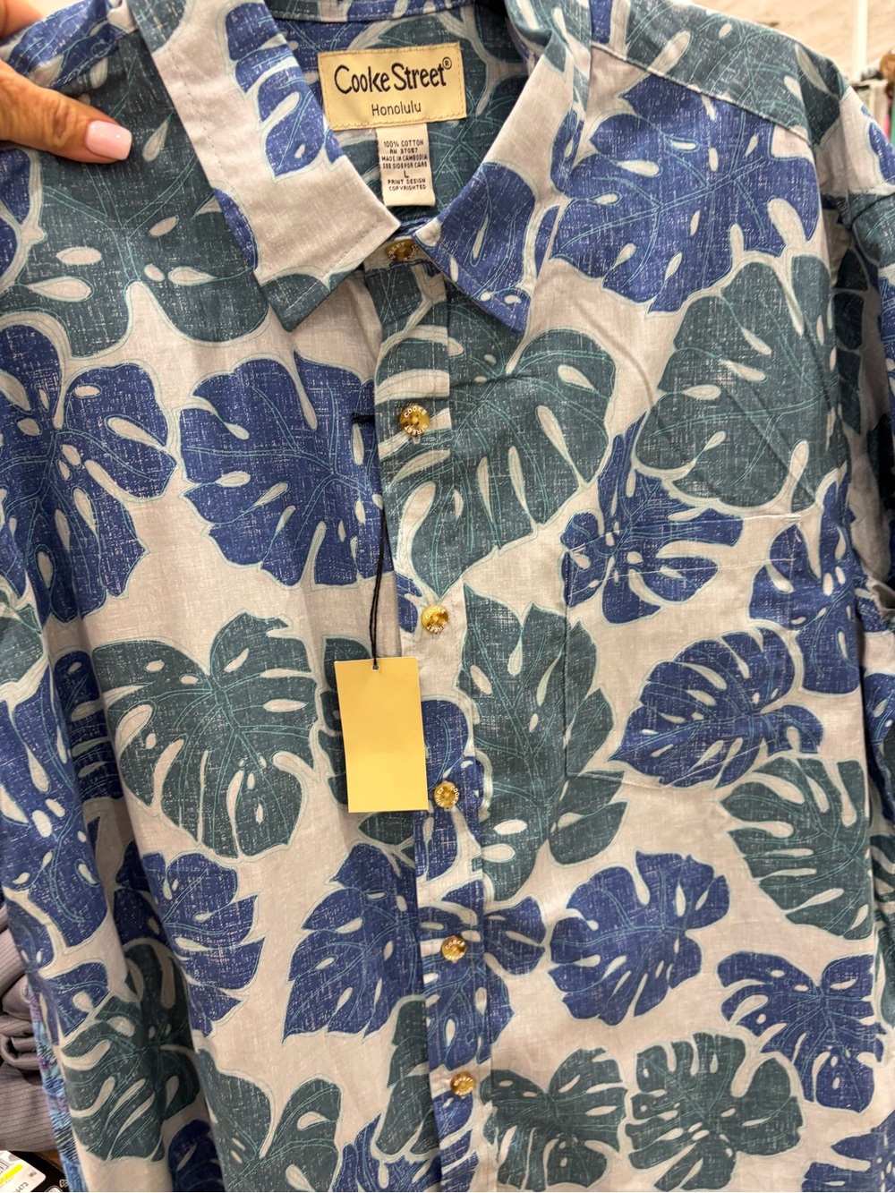 Cooke Street Men’s Monstera Aloha Shirt - Large NWT